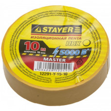 Изолента STAYER "MASTER" желтая, ПВХ, 5000 В, 15мм х 10м 12291-Y-15-10