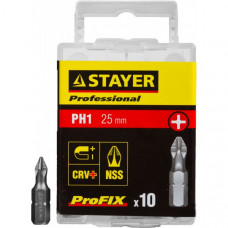 Биты STAYER "PROFESSIONAL" ProFix Phillips, тип хвостовика C 1/4", № 1, L=25мм, 10шт 26201-1-25-10_z01