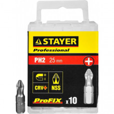 Биты STAYER "PROFESSIONAL" ProFix Phillips, тип хвостовика C 1/4", № 2, L=25мм, 10шт 26201-2-25-10_z01