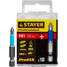 Биты STAYER "PROFESSIONAL" ProFix Phillips, тип хвостовика E 1/4", № 1, L=50мм, 10шт 26203-1-50-10_z01