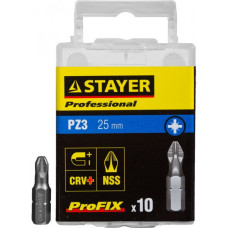 Биты STAYER "PROFESSIONAL" ProFix Pozidriv, тип хвостовика C 1/4", № 3, L=25мм, 10шт 26221-3-25-10_z01