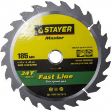 Диск пильный STAYER "MASTER" "FAST-Line" по дереву, 185x20мм, 24Т 3680-185-20-24