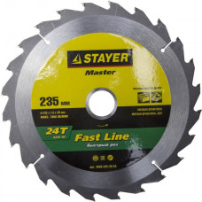 Диск пильный STAYER "MASTER" "FAST-Line" по дереву, 235x30мм, 24Т 3680-235-30-24