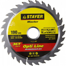 Диск пильный STAYER MASTER "OPTI-Line" по дереву, 190х30мм, 36Т 3681-190-30-36